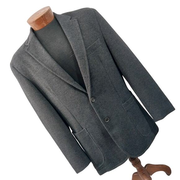 NWOT! JOSEPH ABBOUD! CHARCOAL GRAY FINE KNIT 3 BUTTON BLAZER, JACKET! SZ L - Picture 12 of 12